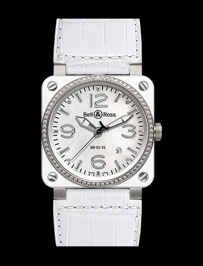 QP Exclusieve Horloges - Bell & Ross BR03-92   White Ceramic Diamonds