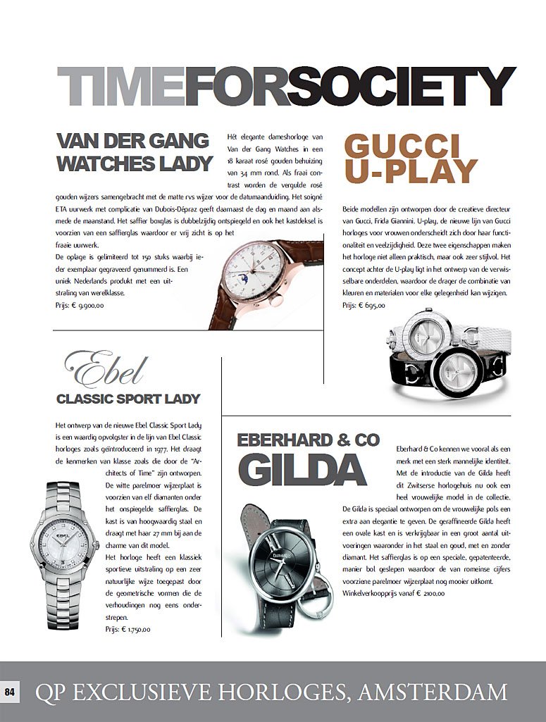 QP Exclusieve Horloges - Society World   november - december 2010