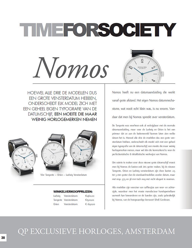 QP Exclusieve Horloges - Society World   januari - februari 2011