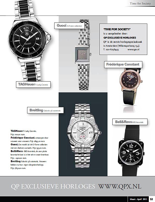 QP Exclusieve Horloges - Society World   maart - april 2011