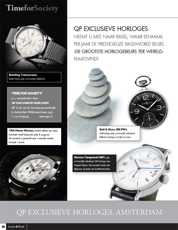 QP Exclusieve Horloges - Society World   mei - juni 2011