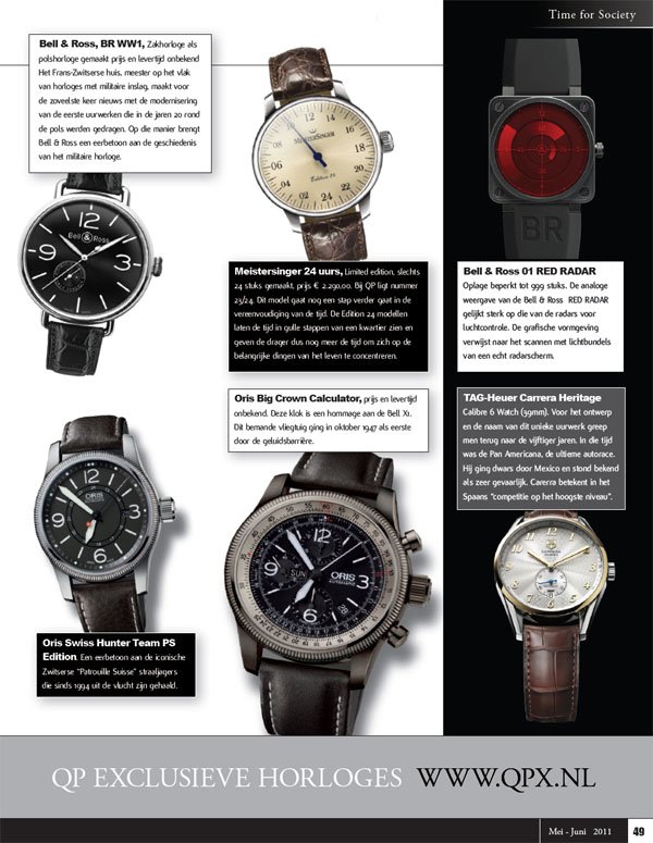 QP Exclusieve Horloges - Society World   mei - juni 2011