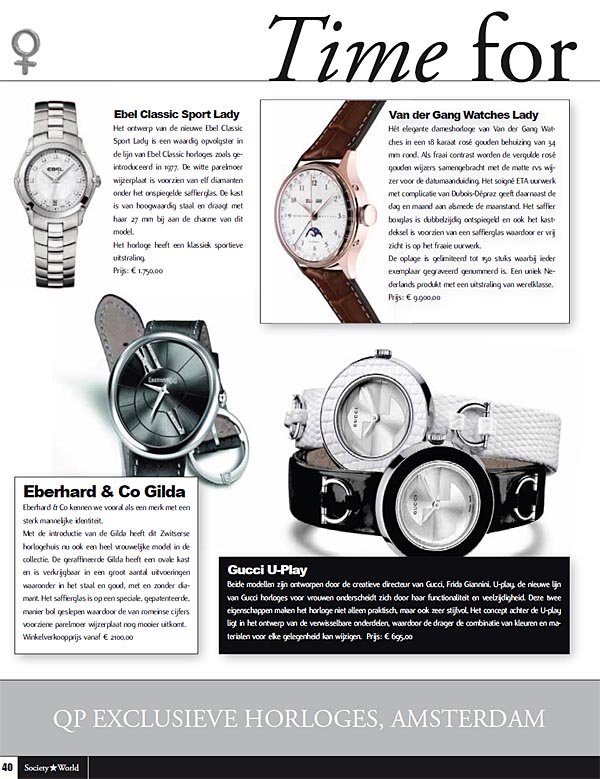 QP Exclusieve Horloges - Society World   juli - augustus 2011