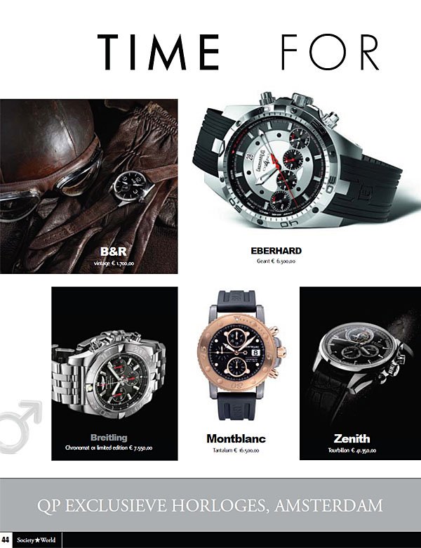 QP Exclusieve Horloges - Society World   herfst 2011