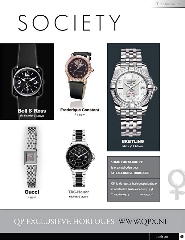 QP Exclusieve Horloges - Society World   herfst 2011