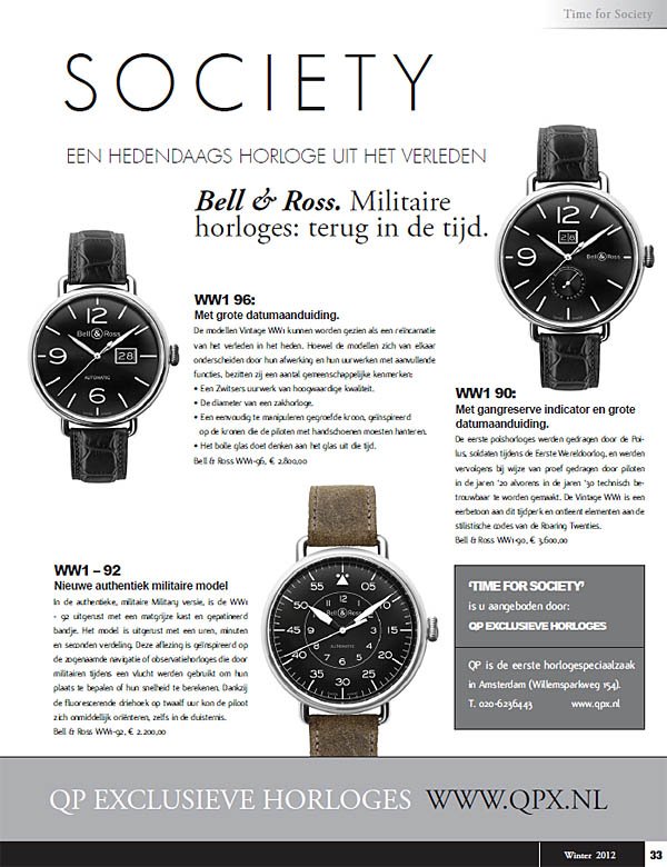QP Exclusieve Horloges - Society World   winter 2012