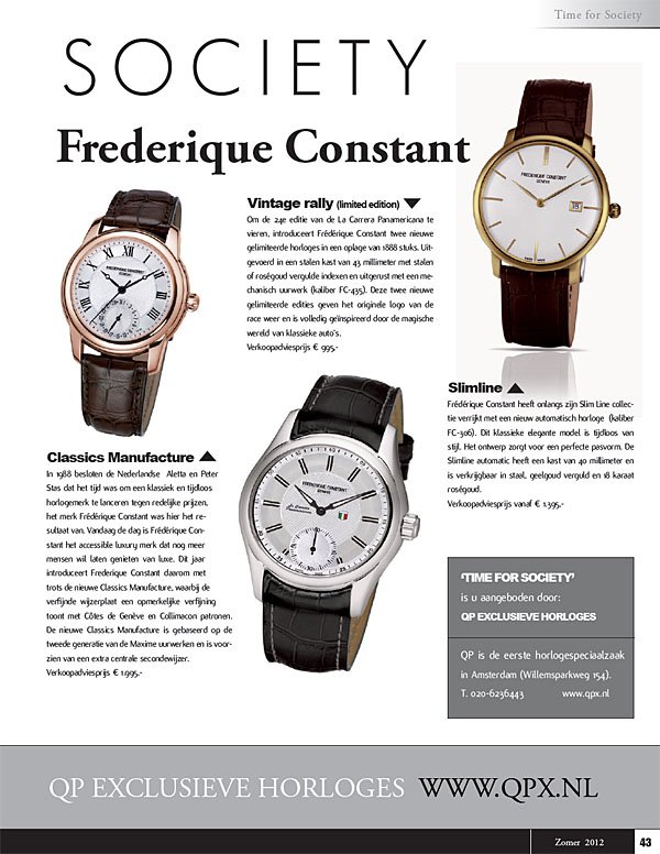 QP Exclusieve Horloges - Society World   zomer 2012