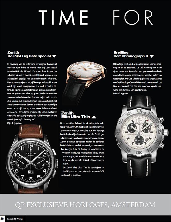 QP Exclusieve Horloges - Society World   winter 2012