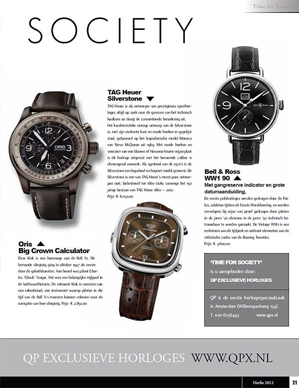QP Exclusieve Horloges - Society World   winter 2012
