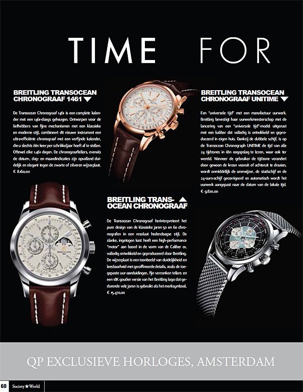 QP Exclusieve Horloges - Society World   winter 2013
